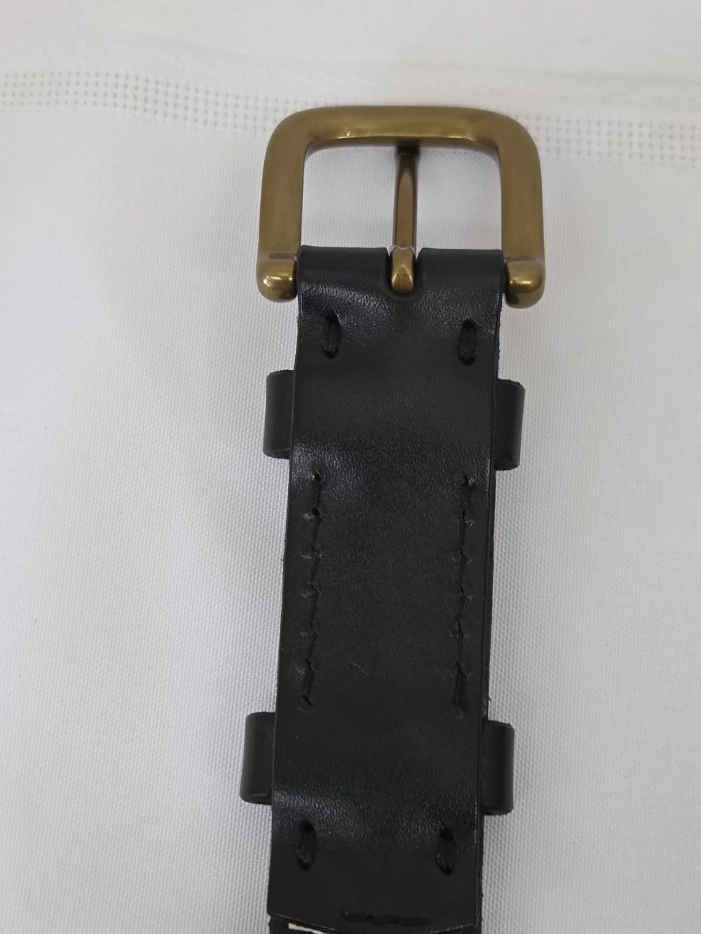 Fossil Black Leather Belt with Brass-Tone Buckle Sz L